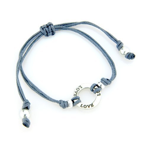 Ring 925 Sterlingsilber graviert  Love  Freundschaftsarmband, Grau