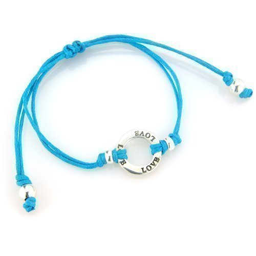 Freundschaftsarmband mit Ring aus 925 Sterlingsilber graviert  Love  Türkis