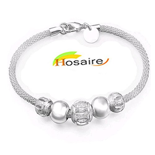 Hosaire Armband Mode Damen Silber Netzwerk Blume Perlen Bracelet Kette Hängenden Bangle Schmuck Zubehör
