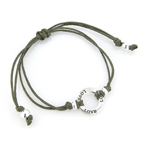 Freundschaftsarmband mit Ring 925 Sterlingsilber graviert  Love  Army Green