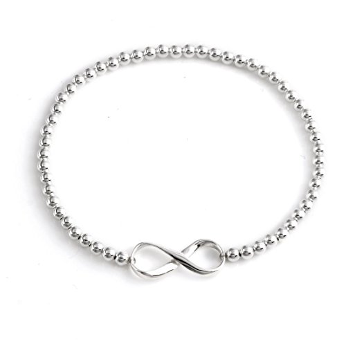 Silverly Frauen .925 Sterling Silber Infinity Symbol 8  Stretcharmband